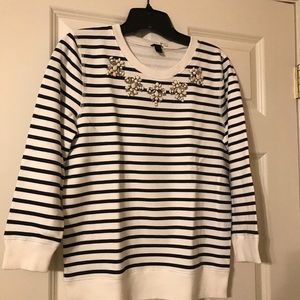 NWT jeweled neckline striped sweatshirt from JCrew